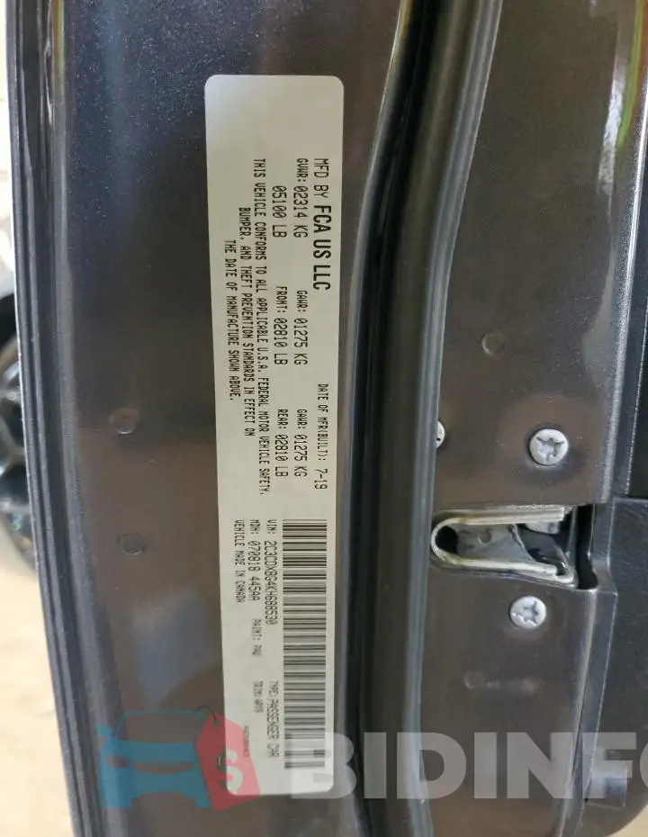 2C3CDXBG4KH688530 Photo# 12
