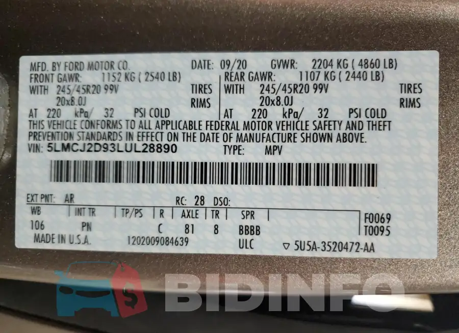 5LMCJ2D93LUL28890 Photo# 13