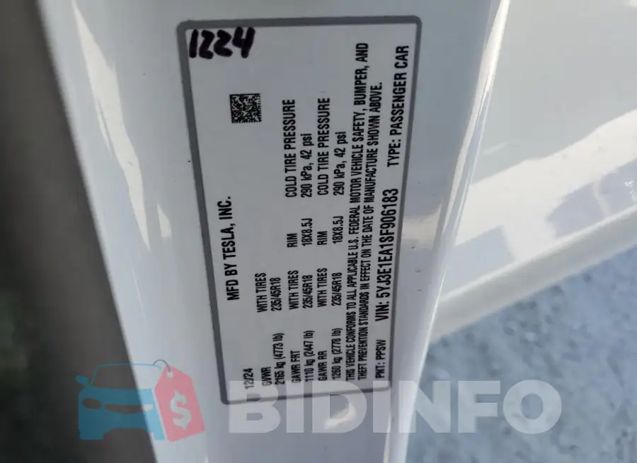 5YJ3E1EA1SF906183 Photo# 12