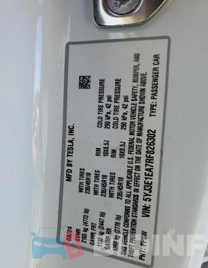 5YJ3E1EA7RF826302 Photo# 12
