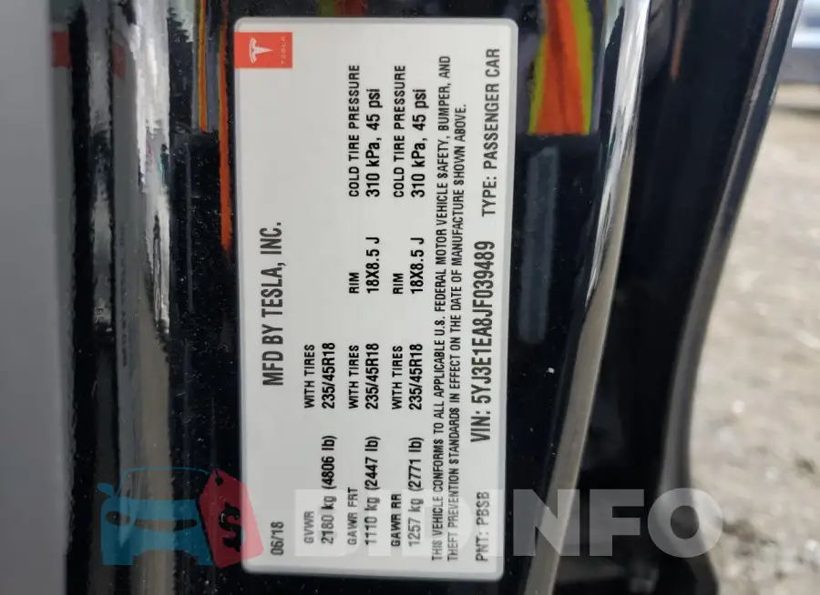 5YJ3E1EA8JF039489 Photo# 12