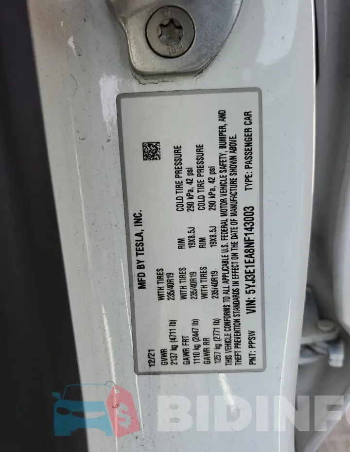 5YJ3E1EA8NF143003 Photo# 12