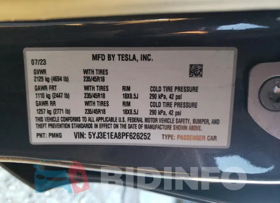 5YJ3E1EA8PF626252 Photo# 12