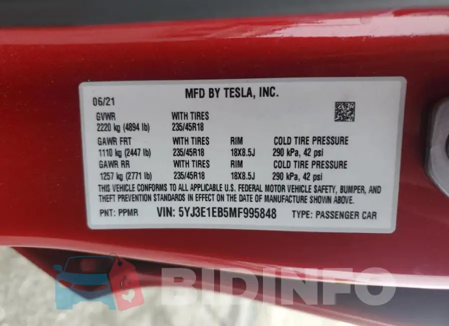 5YJ3E1EB5MF995848 Photo# 13