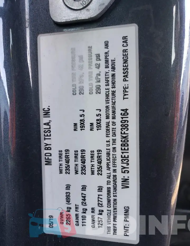 5YJ3E1EB6KF389164 Photo# 12