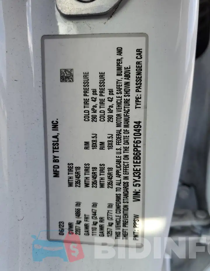 5YJ3E1EB6PF610494 Photo# 13