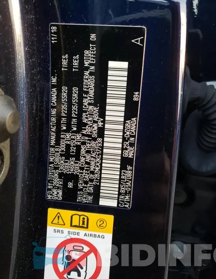 2T2BZMCA2KC177938 Photo# 13