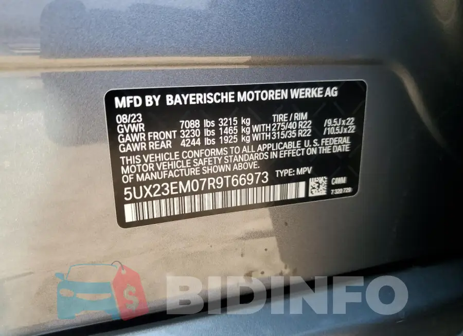 5UX23EM07R9T66973 Photo# 13