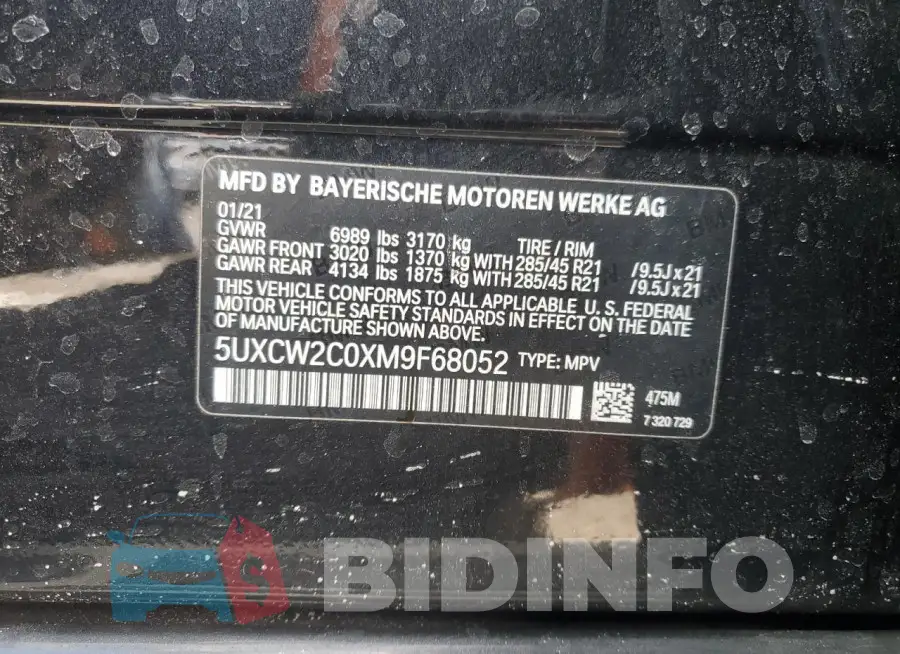 5UXCW2C0XM9F68052 Photo# 13