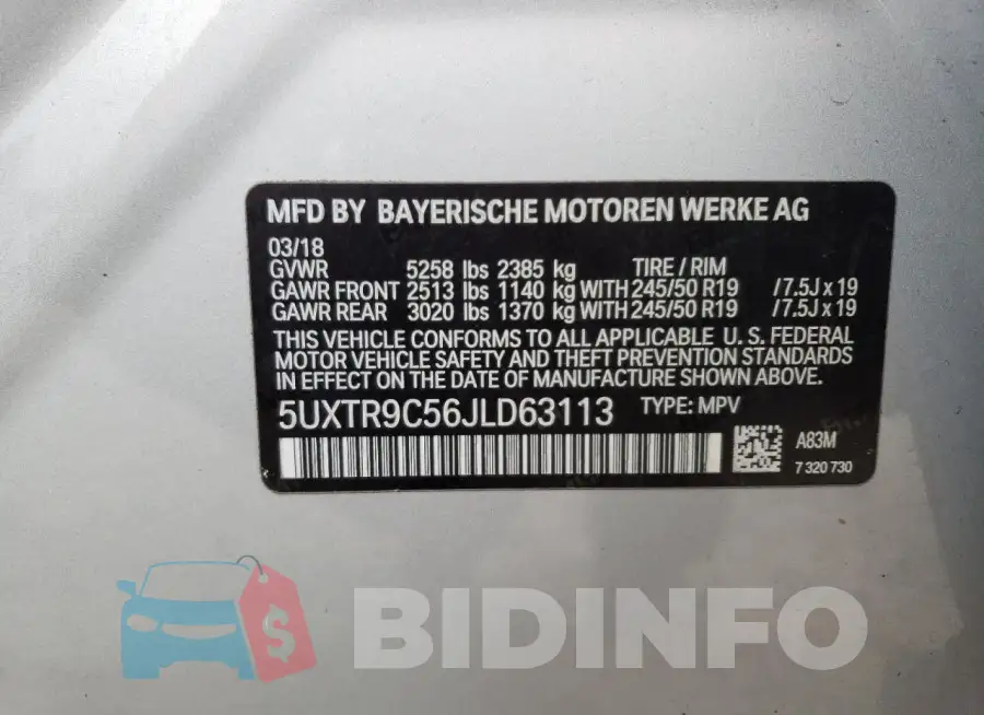 5UXTR9C56JLD63113 Photo# 13
