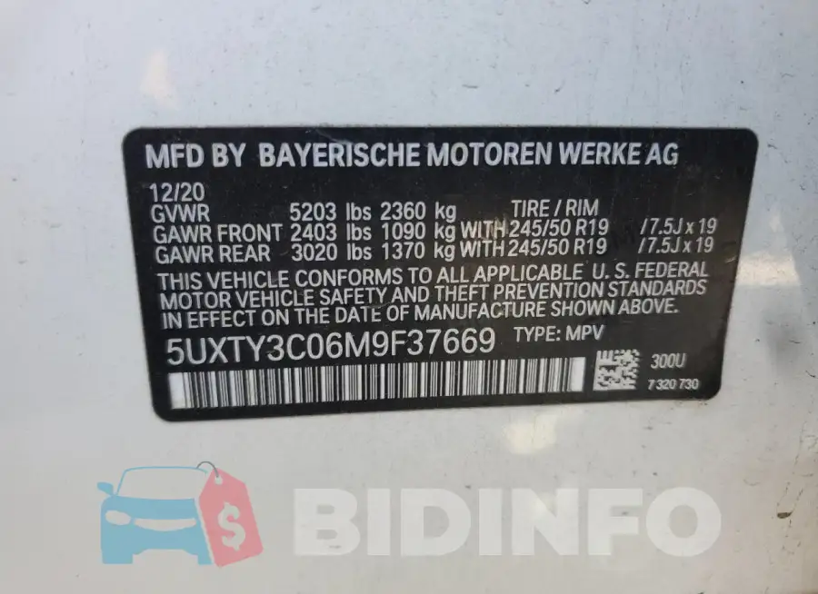 5UXTY3C06M9F37669 Photo# 13