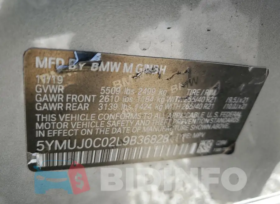 5YMUJ0C02L9B36828 Photo# 12