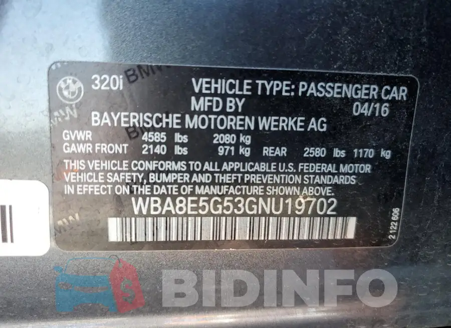 WBA8E5G53GNU19702 Photo# 12