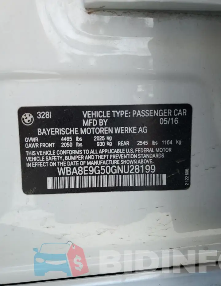 WBA8E9G50GNU28199 Photo# 12