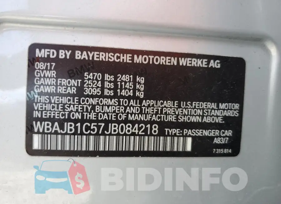 WBAJB1C57JB084218 Photo# 12
