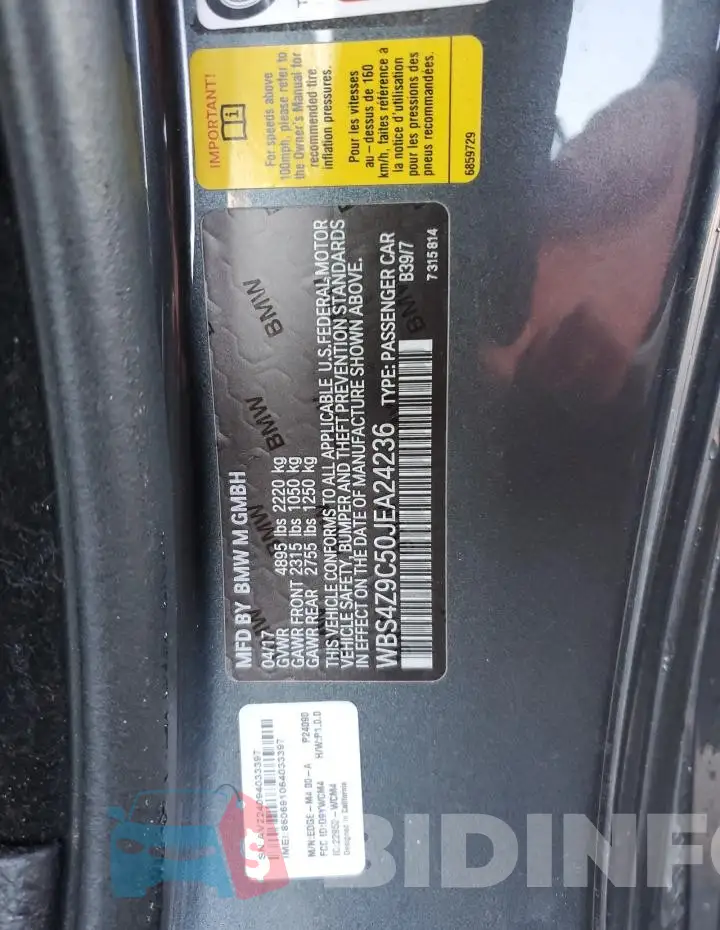 WBS4Z9C50JEA24236 Photo# 13
