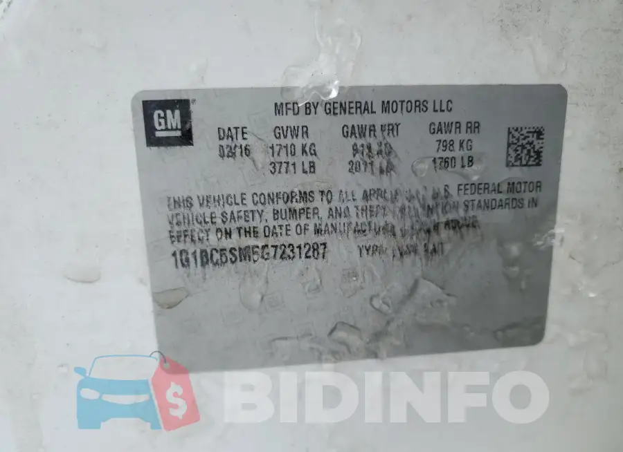 1G1BC5SM5G7231287 Photo# 12