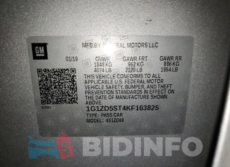 1G1ZD5ST4KF163825 Photo# 12