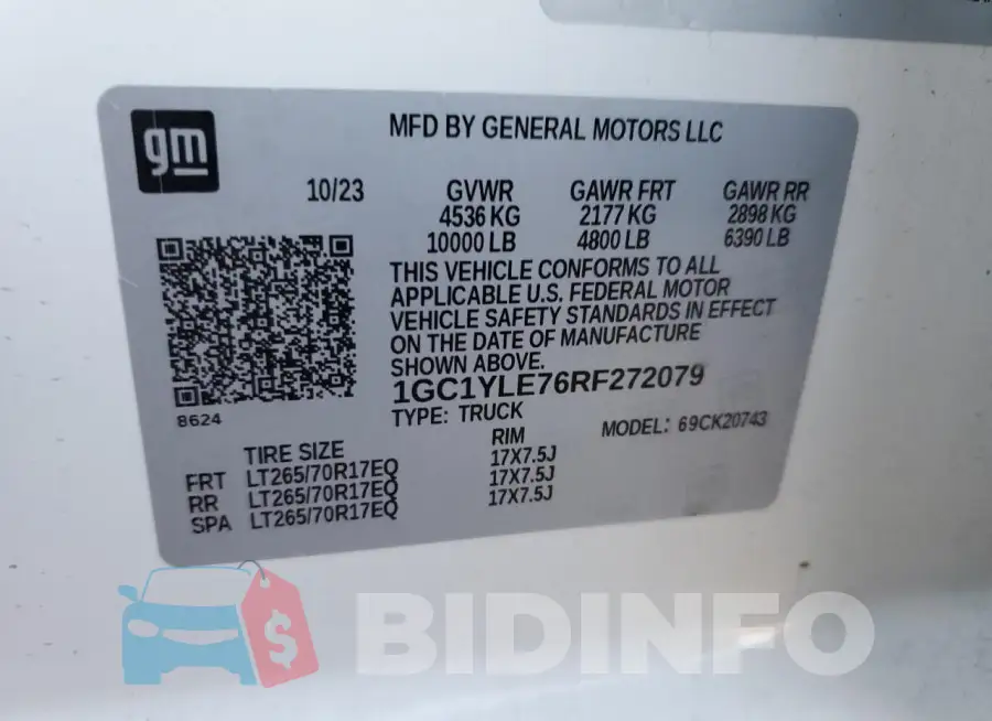 1GC1YLE76RF272079 Photo# 12