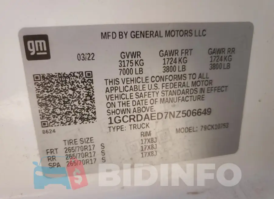 1GCRDAED7NZ506649 Photo# 12