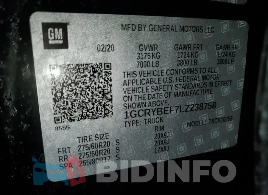 1GCRYBEF7LZ238758 Photo# 13