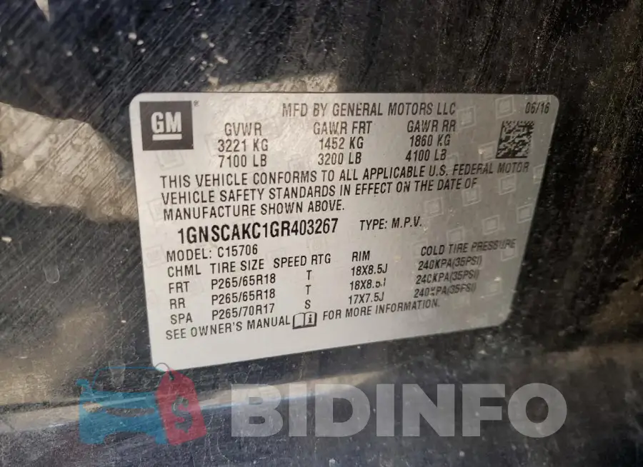 1GNSCAKC1GR403267 Photo# 13