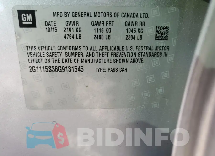 2G1115S36G9131545 Photo# 12