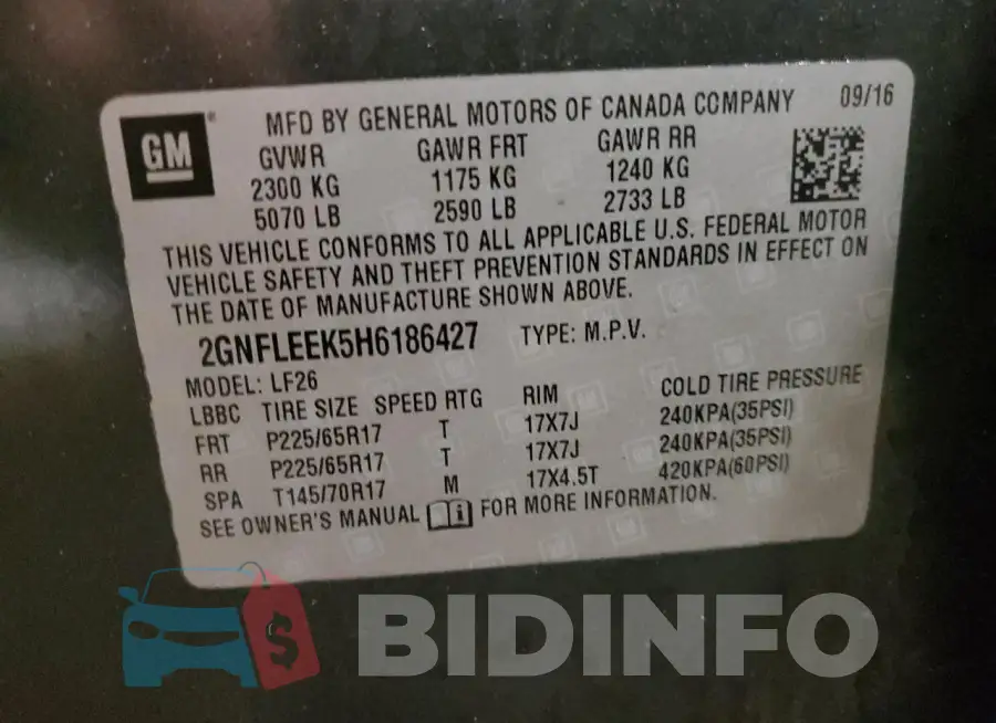 2GNFLEEK5H6186427 Photo# 13