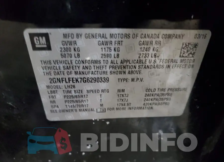 2GNFLFEK7G6290339 Photo# 13