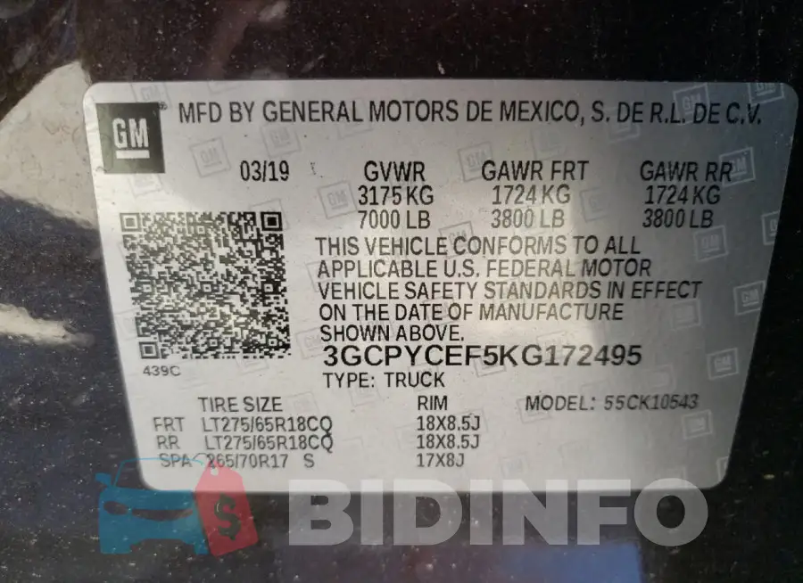 3GCPYCEF5KG172495 Photo# 12