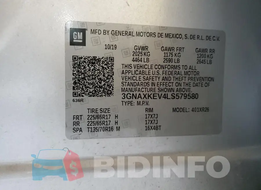 3GNAXKEV4LS579580 Photo# 14