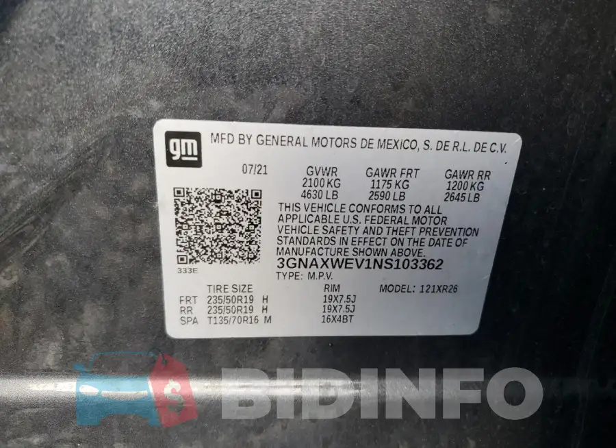 3GNAXWEV1NS103362 Photo# 13