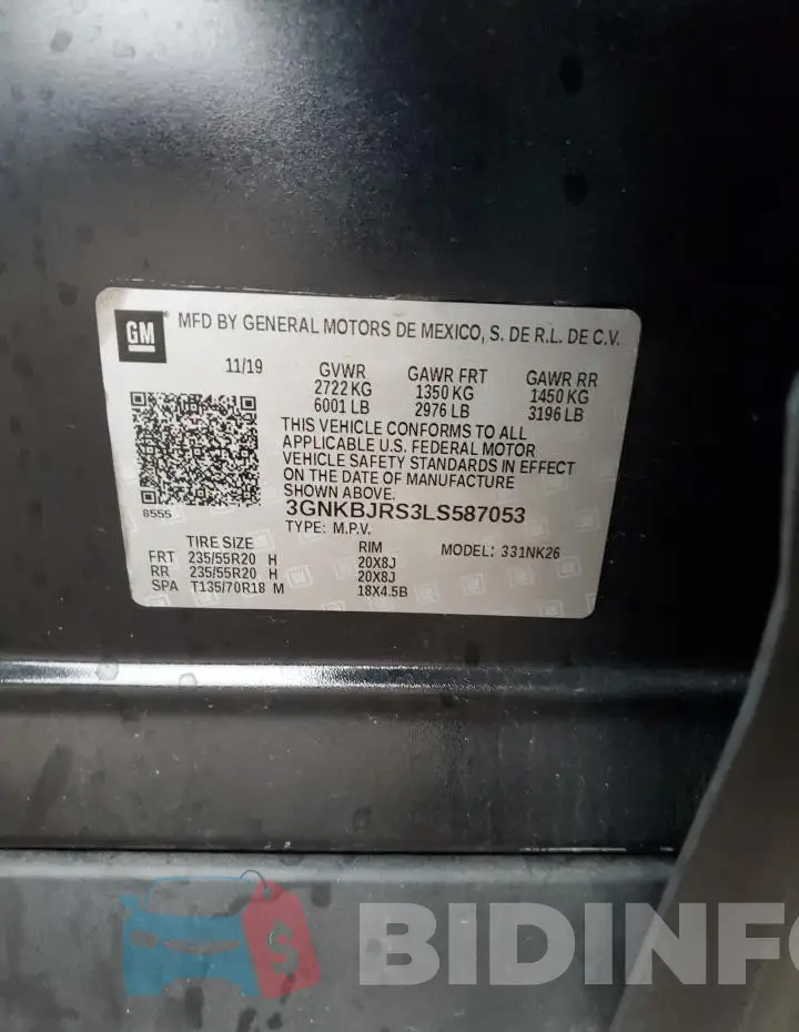 3GNKBJRS3LS587053 Photo# 13