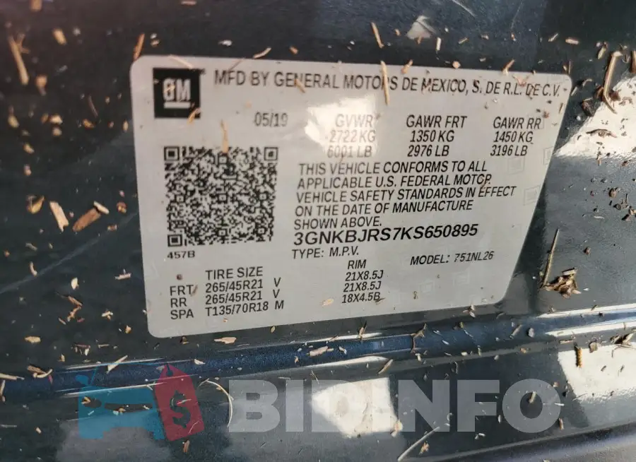 3GNKBJRS7KS650895 Photo# 12