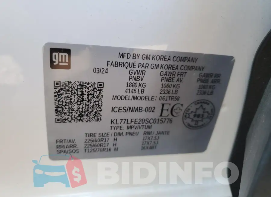 KL77LFE20SC015776 Photo# 14