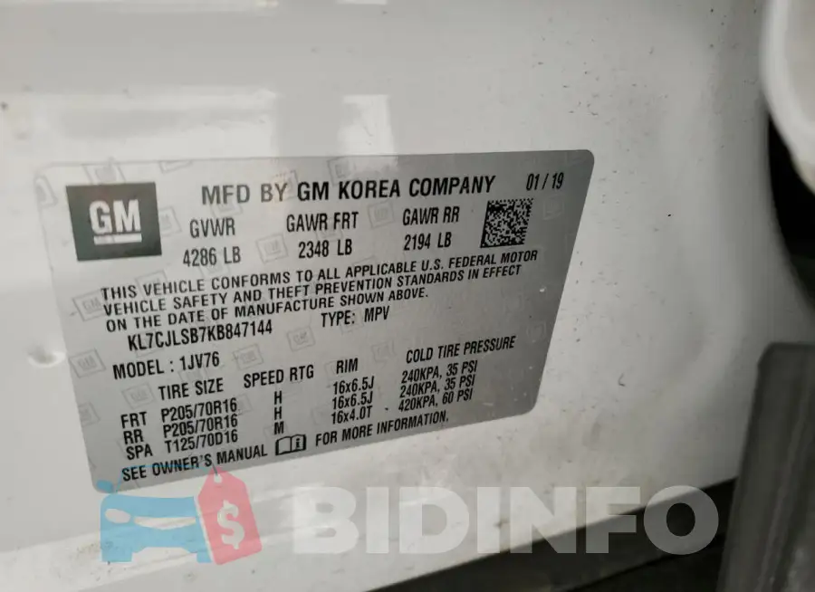 KL7CJLSB7KB847144 Photo# 13