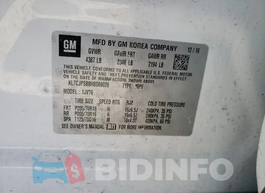 KL7CJPSB8HB086026 Photo# 12