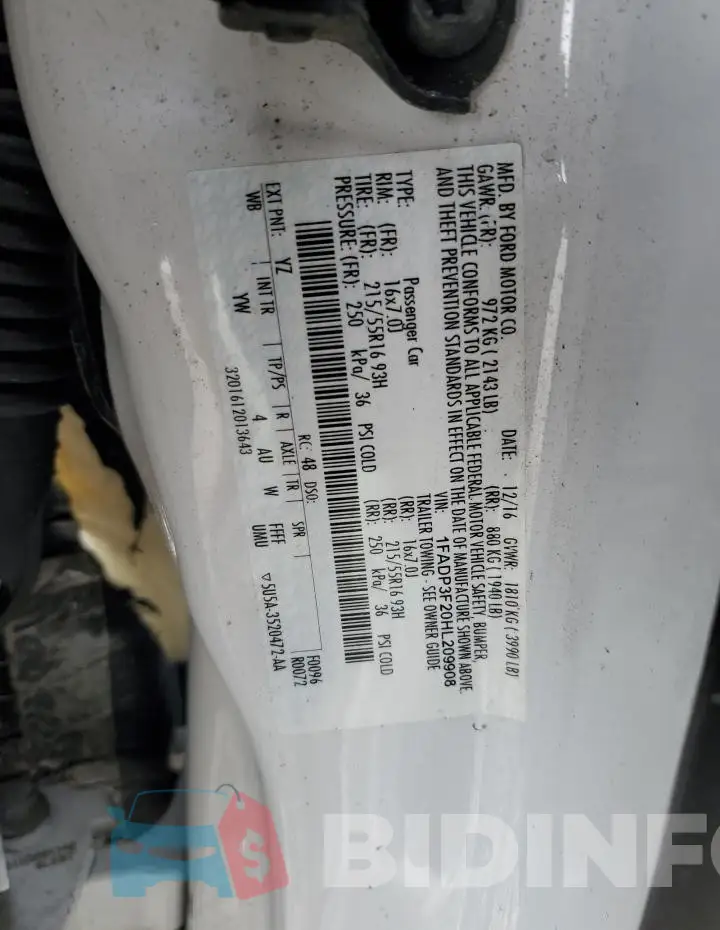 1FADP3F20HL209908 Photo# 13