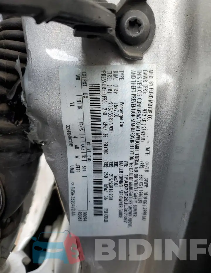 1FADP3F20JL307357 Photo# 12