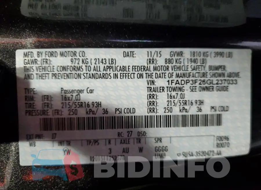 1FADP3F26GL237033 Photo# 12