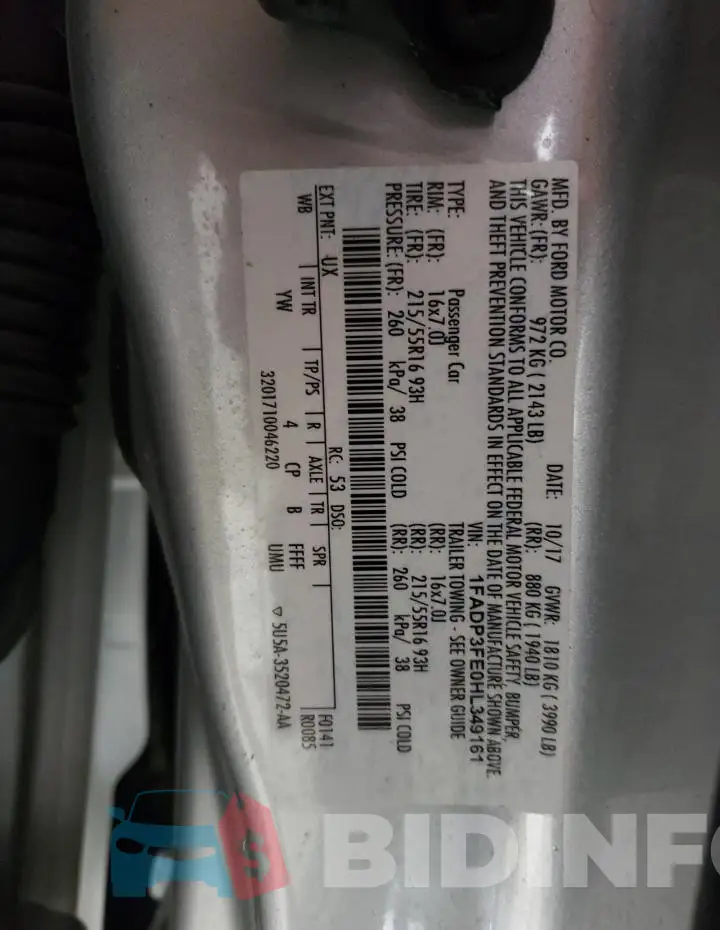 1FADP3FE0HL349161 Photo# 13