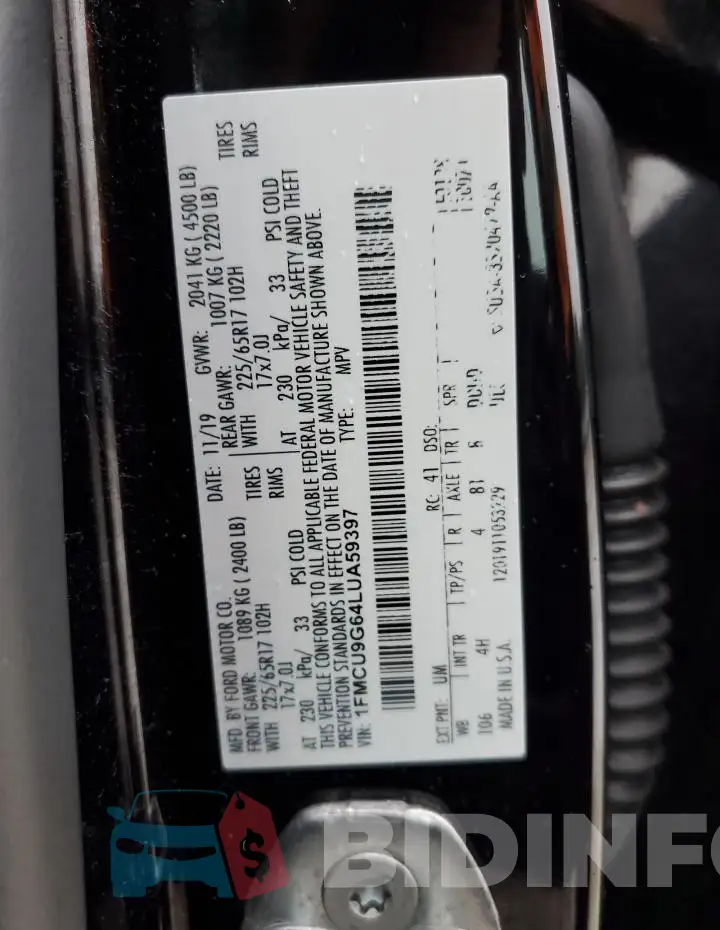 1FMCU9G64LUA59397 Photo# 14