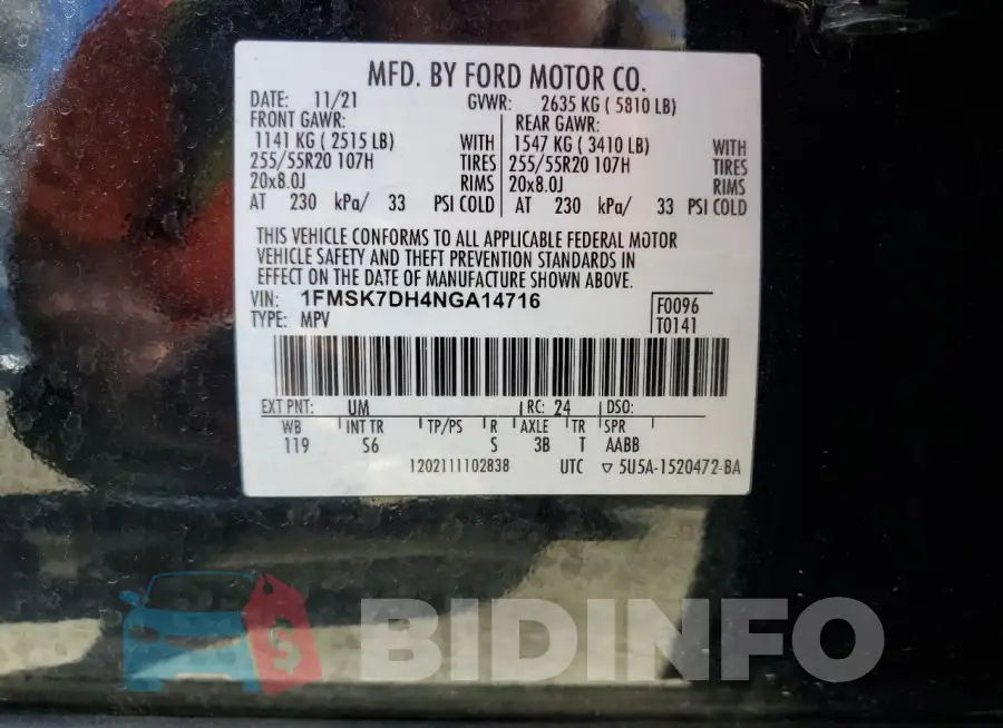 1FMSK7DH4NGA14716 Photo# 13
