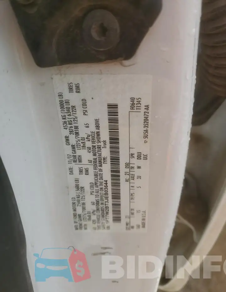 1FT7W2BT3JEB03644 Photo# 12