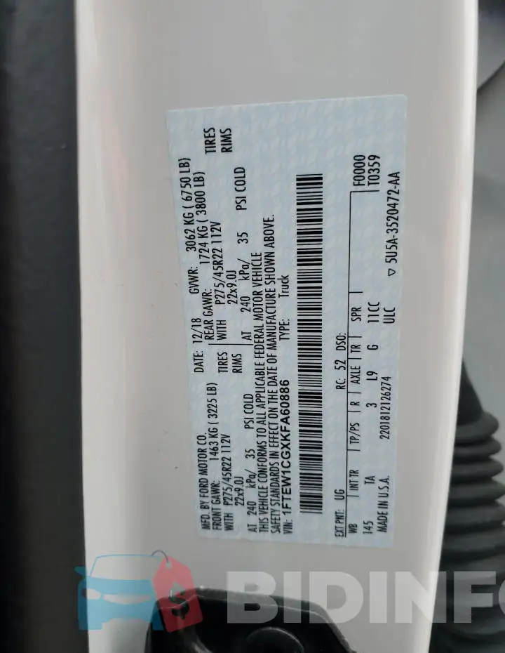 1FTEW1CGXKFA60886 Photo# 12