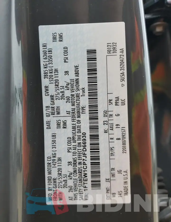 1FTEW1CP7JFD66930 Photo# 12