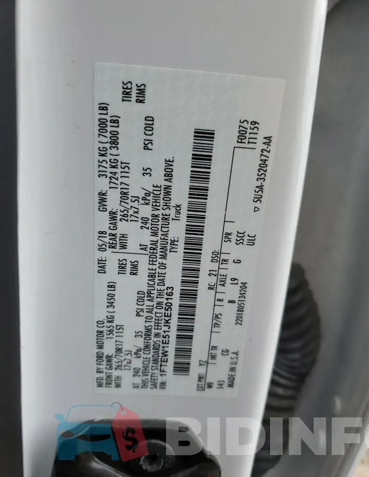 1FTEW1E51JKE50163 Photo# 13