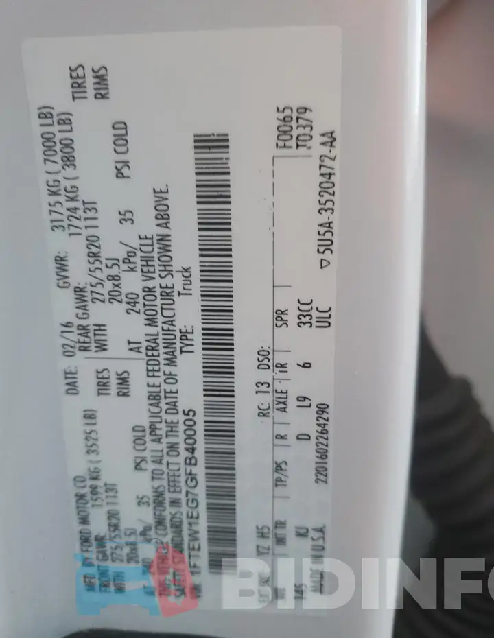 1FTEW1EG7GFB40005 Photo# 12