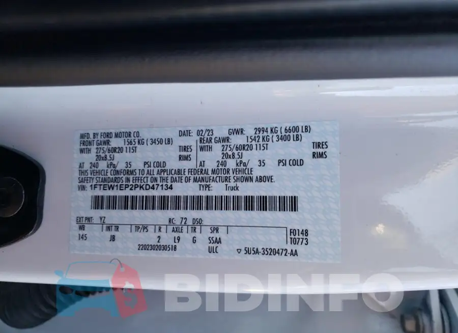 1FTEW1EP2PKD47134 Photo# 12