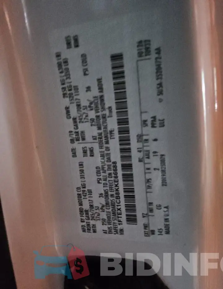 1FTEX1CB8KKE66688 Photo# 13